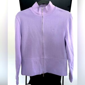Lavender Lilac Light Knit Jacket Faconnable Zipper Cotton Sweater (Small)